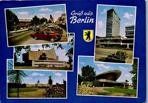 33686 - Deutschland - Berlin , Kurfürstendamm , Europa Center , Philharmonie , Schloß Charlottenburg , Mehrbildkarte - gelaufen 1973