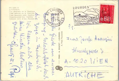 33728 - Frankreich - Lourdes , Vue generale de la Basilique - gelaufen 1975
