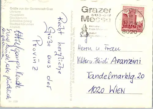 33729 - Steiermark - Graz , Uhrturm , Hauptplatz , Glockenturm , Altstadt , Mehrbildkarte - gelaufen 1975