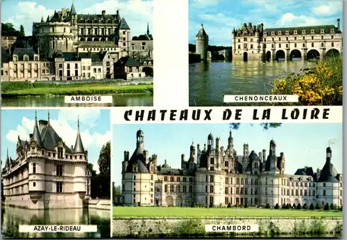 33734 - Frankreich - Chateaux de la Loire , Amboise , Chenonceaux , Chambord , Azay le Rideau , Mehrbildkarte - gelaufen 1974