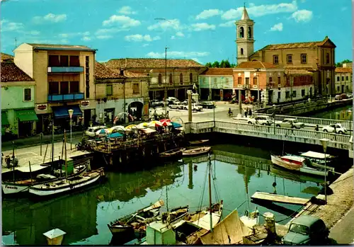 33760 - Italien - Cesenatico , Riviera Adriatica , Porto Canale e Piazza Garibaldi , Hafen - gelaufen 1969