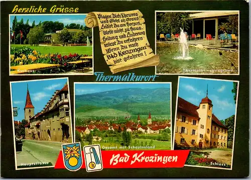 33772 - Deutschland - Bad Krozingen , Kurhaus , Hauptstraße , Thermalbewegungsbad , Mehrbildkarte - gelaufen