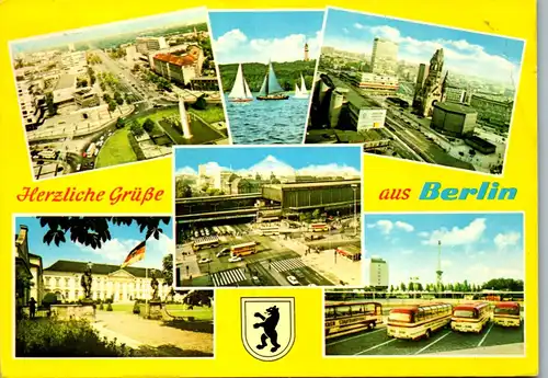33789 - Deutschland - Berlin , Ernst Reuter Platz , Busbahnhof , Bahnhof Zoo , Bellevue , Havel u. Grunewald , Mehrbildkarte - gelaufen 1973