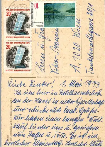 33790 - Deutschland - Berlin , City mit Kaiser Wilhelm Gedächtniskirche - gelaufen 1973