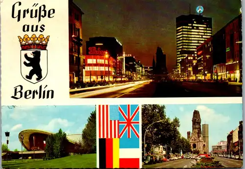 33792 - Deutschland - Berlin , Tauentzienstraße , Kongreßhalle , Kurfürstendamm , Mehrbildkarte - gelaufen