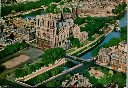 33803 - Frankreich - Paris , Notre Dame et son parvis - gelaufen 1965