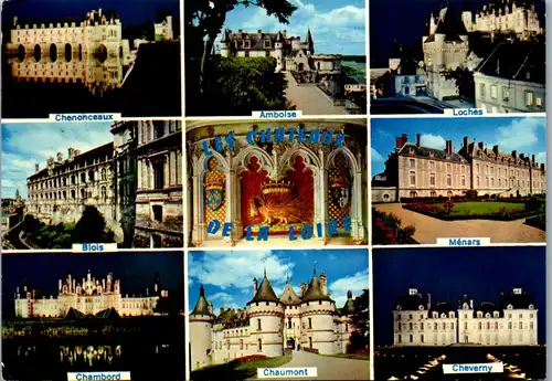 33805 - Frankreich - Les Chateaux de la Loire , Amboise , Chenonceaux , Chambord , Cheverny , Menars , Mehrbildkarte - gelaufen 1974