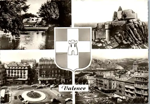 33807 - Frankreich - Valence , Parc Jouvet , Ruines de Crussol , Place de la Republique , Mehrbildkarte - gelaufen 1965