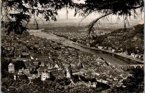 33854 - Deutschland - Heidelberg , Blick vom Rindenhäuschen - gelaufen 1954