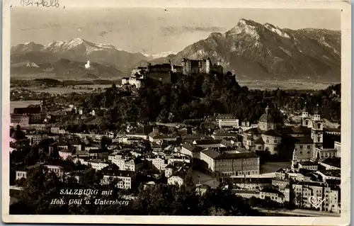 33863 - Salzburg - Salzburg mit Hohem Göll u. Untersberg , Blick vom Kapuzinerberg - gelaufen 1933