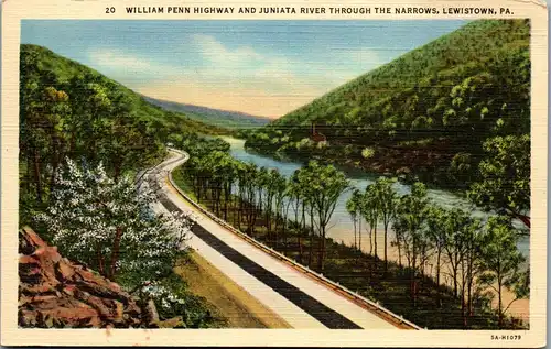 33892 - USA - Pennsylvania , Lewistown , William Penn Highway and Juniata River Throught the Narrows - nicht gelaufen