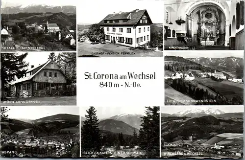 33958 - Niederösterreich - St. Corona am Wechsel , Aspang , Schneeberg , Kampsteiner Schwaig , Pension Fernblick , Mehrbildkarte - gelaufen 1964