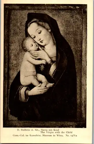 34060 - Künstlerkarte - Maria mit Kind , Hans Holbein d. Ält. - nicht gelaufen