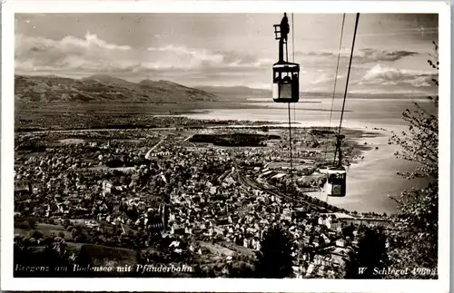 34078 - Vorarlberg - Bregenz am Bodensee mit Pfänderbahn , Seilbahn , Ach- und Rheinmündung - gelaufen 1949