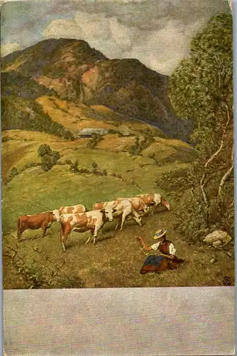 34112 - Künstlerkarte - Sommer im Schwarzwald , signiert Hans Thoma - nicht gelaufen