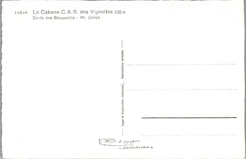 34158 - Schweiz - La Cabane C.A.S. des Vignettes , Mont Collon , Dents des Bouquetins , SAC - nicht gelaufen