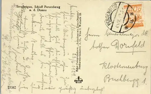 34178 - Niederösterreich - Persenbeug , Strudengau , Schloß Persenbeug an der Donau - gelaufen 1929