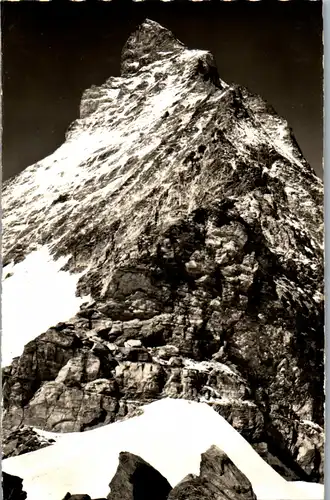 34195 - Schweiz - Matterhorn v. der Hütte aus mit den Einstiegfelsen - nicht gelaufen