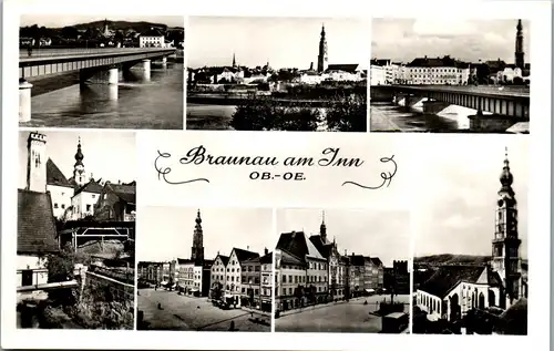 34199 - Oberösterreich - Braunau am Inn , Mehrbildkarte - nicht gelaufen 1957