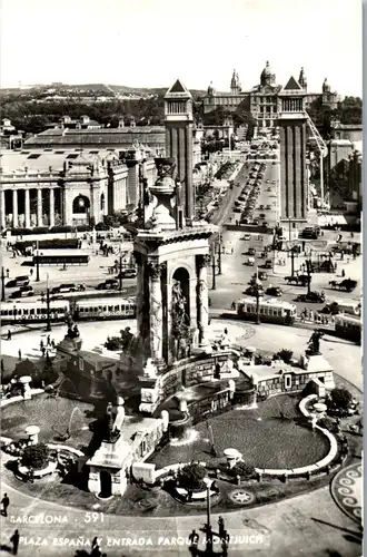 34239 - Spanien - Barcelona , Plaza Espana y entrada Parque Montjuich - nicht gelaufen