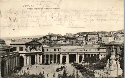 34269 - Italien - Genova , Genua , Piazza Acquaverde Stazione Principe - gelaufen 1907