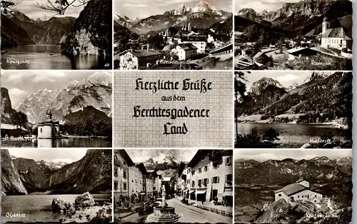 34315 - Deutschland - Berchtesgadener Land , Königsee , Obersee , Ramsau , Hintersee , Mehrbildkarte - gelaufen 1959