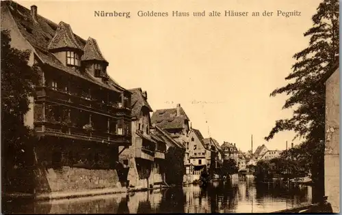 34418 - Deutschland - Nürnberg , Goldenes Haus und alte Häuser an der Pegnitz  - nicht gelaufen