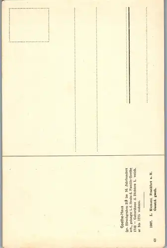 34426 - Deutschland - Frankfurt am Main , Gruß aus dem Goethehaus - nicht gelaufen 1907