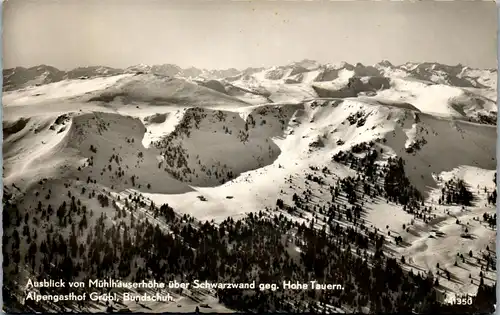 34450 - Salzburg - Ausblick v. Mühlhauserhöhe ü. Schwarzwand geg. Hohe Tauern , Gasthof Grübl , Bundschuh - gelaufen 1957