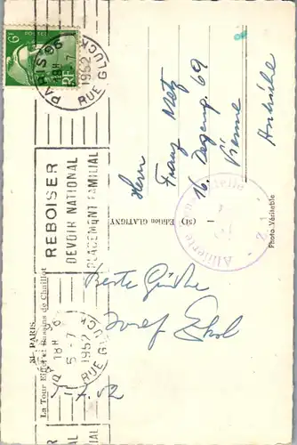 34452 - Frankreich - Paris , Eiffelturm - gelaufen 1952