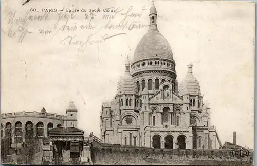 34454 - Frankreich - Paris , Eglise du Sacre Coeur , Chocolat Menier - gelaufen 1907