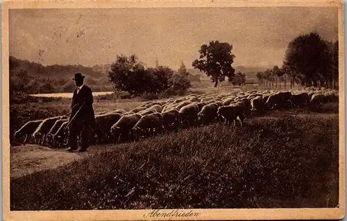 34465 - Künstlerkarte - Abendfrieden , Schafhirte - gelaufen 1930