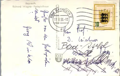 34519 - Deutschland - Bayreuth , Richard Wagner Festspielhaus - gelaufen 1955