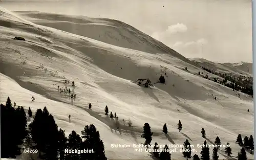 34540 - Kärnten - Nockgebiet , Skiheim Schilcheralpe am Schilchernock mit Ochsenriegel , Schilcheralm - nicht gelaufen 1937