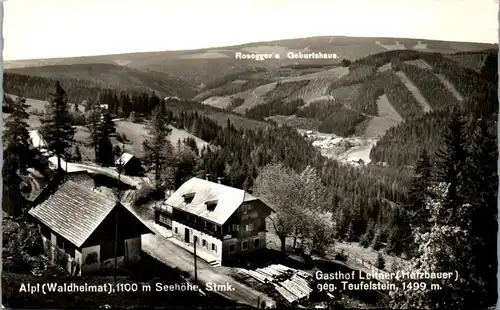 34610 - Steiermark - Krieglach , Alpl , Gasthof Leitner , Holzbauer gegen Teufelstein , Rosegger's Geburtshaus - nicht gelaufen 1958