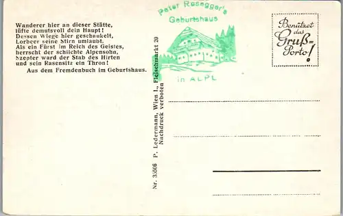 34619 - Steiermark - Alpl , Peter Rosegger's Geburtshaus gegen Hochwechsel - nicht gelaufen