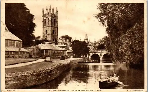 34643 - Großbritannien - Oxford , Magdalen College Bridge and Canal - gelaufen 1948