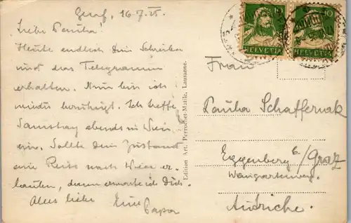 34650 - Italien - Geneve , Ile Rousseau - gelaufen 1925