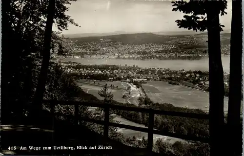 34779 - Schweiz - Am Wege zum Uetliberg , Blick auf Zürich - gelaufen 1949