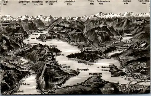 34781 - Schweiz - Landkarte , Luzern , Brunnen , Goldau , Rigi , Weggis , Vierwaldstättersee - nicht gelaufen