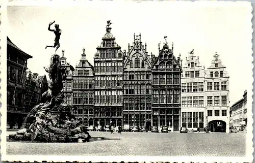 34843 - Belgien - Antwerpen , Anvers , Grote Marktplaats en Fontein Brabo - nicht gelaufen