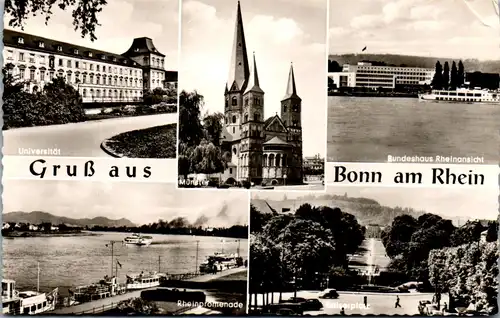 34847 - Deutschland - Bonn am Rhein , Bundeshaus , Universität , Rheinpromenade , Kaiserplatz , Mehrbildkarte - nicht gelaufen