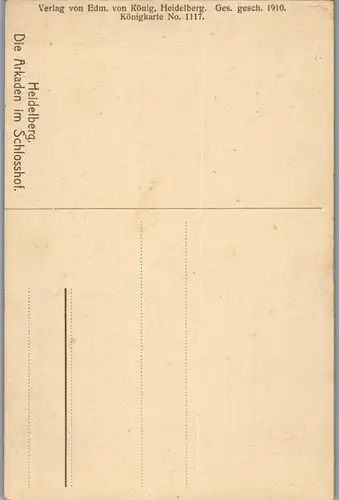 34884 - Deutschland - Heidelberg , Die Arkaden im Schlosshof - nicht gelaufen 1910