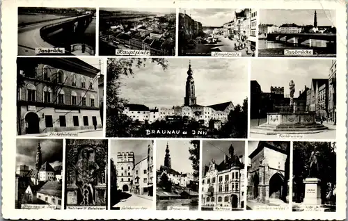 34891 - Oberösterreich - Braunau am Inn , Mehrbildkarte - gelaufen 1961