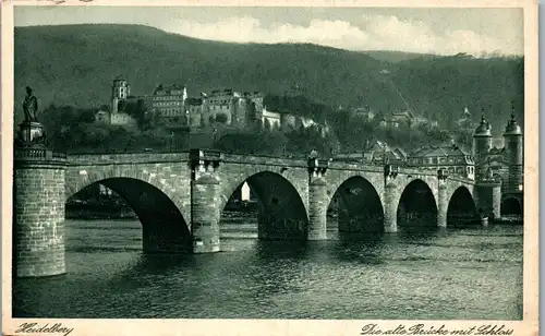 34928 - Deutschland - Heidelberg , die alte Brücke mit Schloss - nicht gelaufen
