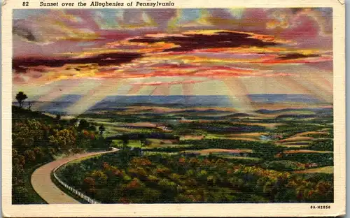 35015 - USA - Pennsylvania , Sunset over the Alleghenies  - gelaufen 1945