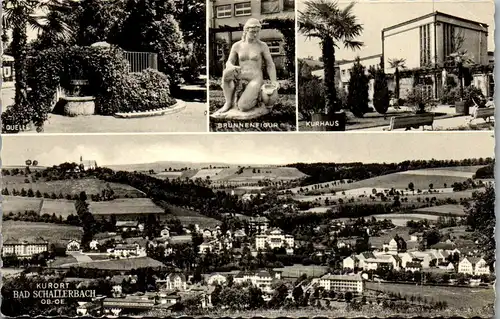 35035 - Oberösterreich - Bad Schallerbach , Quelle , Brunnenfigur , Kurhaus , Mehrbildkarte - gelaufen 1964