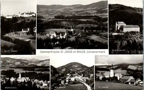 35042 - Steiermark - St. Jakob im Walde , Vorau , Wenigzell , Festenburg , Waldbach , Mehrbildkarte - gelaufen 1967