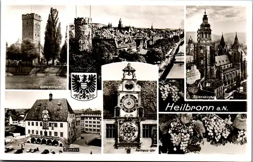 35062 - Deutschland - Heilbronn a. N. , Götzenturm , Rathaus , Kilianskirche , Mehrbildkarte - nicht gelaufen