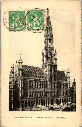 35111 - Belgien - Bruxelles , Brüssel , L'Hotel de Ville - gelaufen 1913